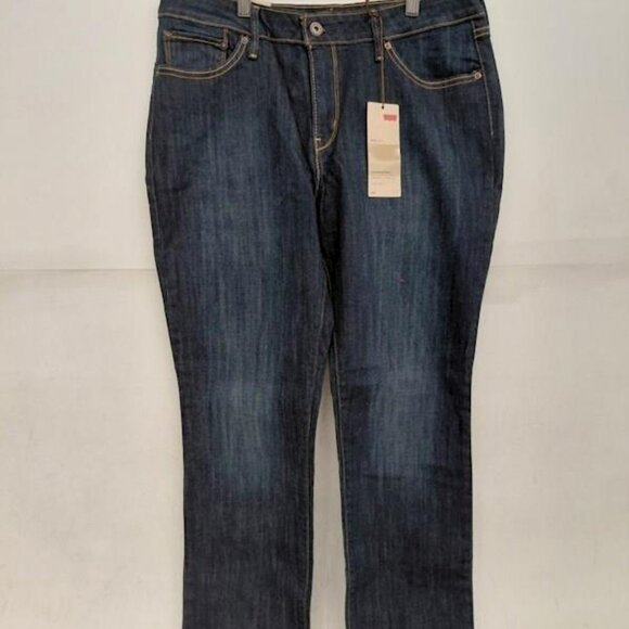 Bold Curve Mid Rise Dark Wash Denim Straight Leg Jeans - Picture 2 of 5